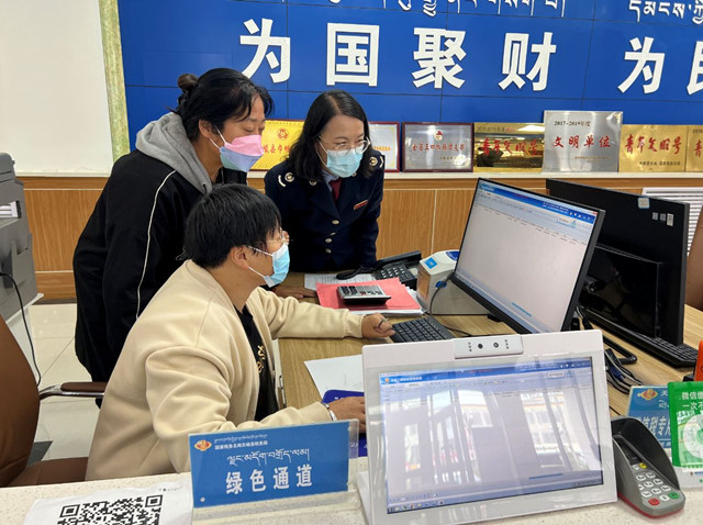 財(cái)務(wù)人員辦理稅收業(yè)務(wù)。胡生瑞攝