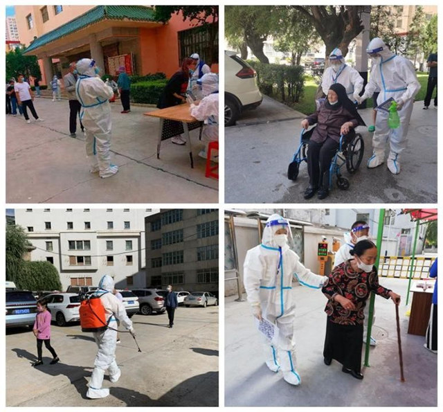 防疫工作者用實際行動保衛(wèi)人民群眾生命健康安全。同仁市委宣傳部供圖