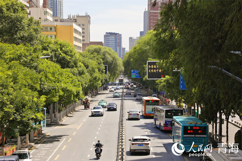 9月5日，西寧市道路交通井然有序。人民網(wǎng) 張皓芃攝