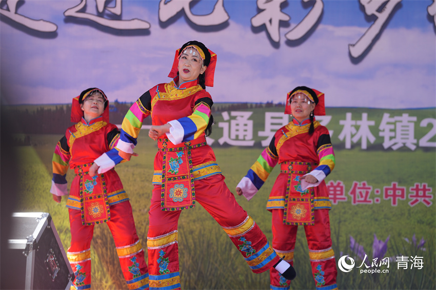 土族歌舞表演。人民網(wǎng) 陳明菊攝