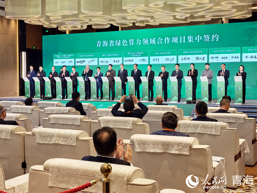 青海省綠色算力領(lǐng)域合作項(xiàng)目集中簽約儀式。人民網(wǎng) 馬可欣攝